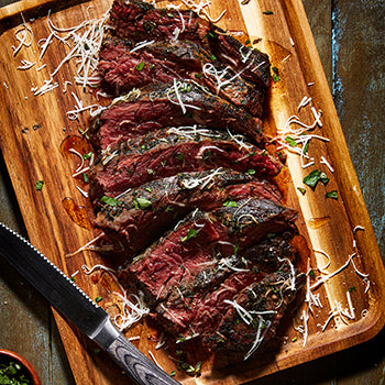Grilled Flat Iron Steak with Herbs & Romano