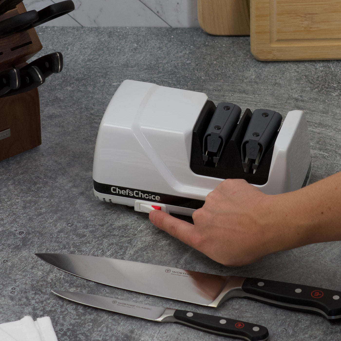 Mdlienosem New 4-in-1 Knife Sharpener, Kitchen Knife Sharpener