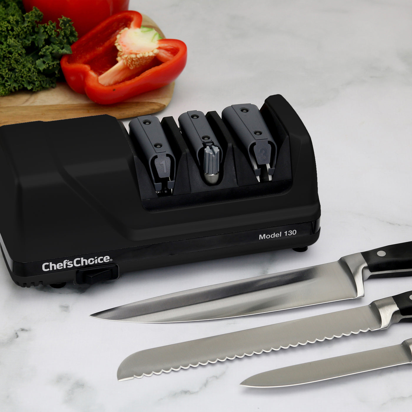 Chef'schoice Model 130 Professional Electric Knife Sharpener, 3-stage  20-degree Trizor, In Platinum (0130506) : Target