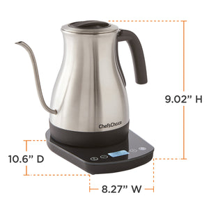 Chef'sChoice Electric Gooseneck Pour Over Kettle, 1 Liter Capacity, in Brushed Stainless Steel