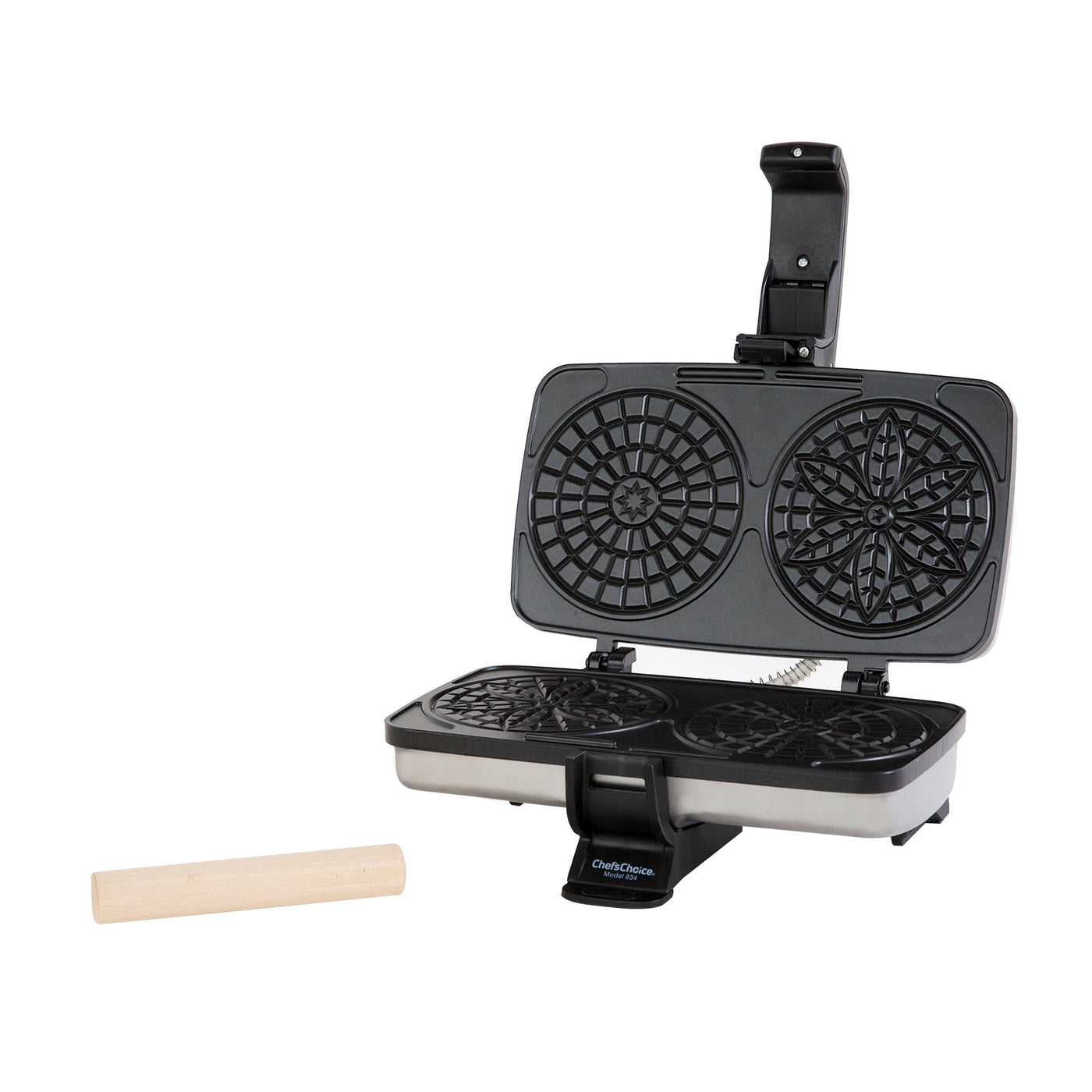 The Chef'sChoice Toscano pizzelle maker will cook two beautiful