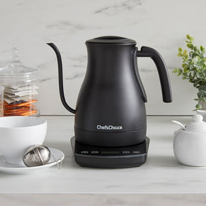 Chef'sChoice Electric Gooseneck Kettle, 1 Liter Capacity, in Matte Black- Lifestyle
