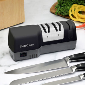 Chef'sChoice Diamond Hone Hybrid Knife Sharpener, 3-Stage, in Black- Lifestyle