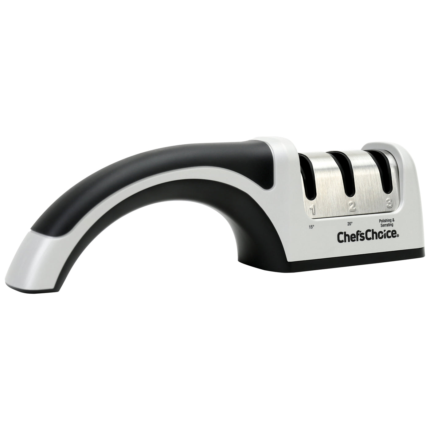 The Chef's Choice 4643 AngleSelect professional manual sharpener is ideal  for both 15- and 20-degree class knives. Using 100 percent diamonds, the  hardest natural substance on earth, our patented abrasives sharpen edges