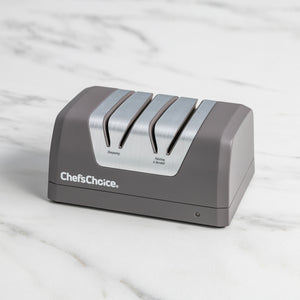 Chef'sChoice Rechargeable Two-Stage DC 220 Electric Knife Sharpener, in Slate Gray- Lifestyle
